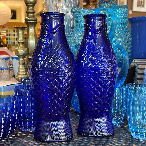 Cobalt Blue Glass Fish Carafe