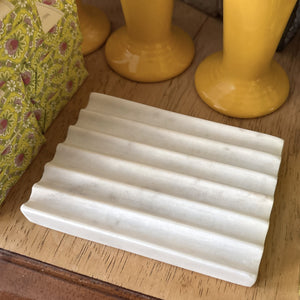 Fluted White Marble Soap Dish