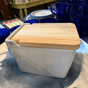 White Ceramic Salt Box with Lid
