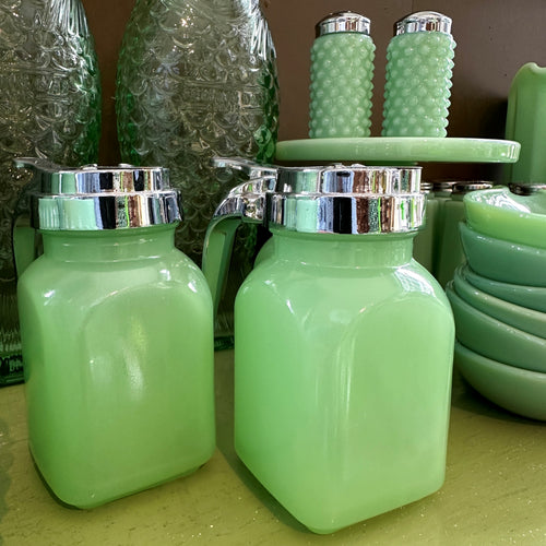 Jadeite Syrup Container