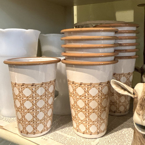 Wicker White Enamel Tumbler