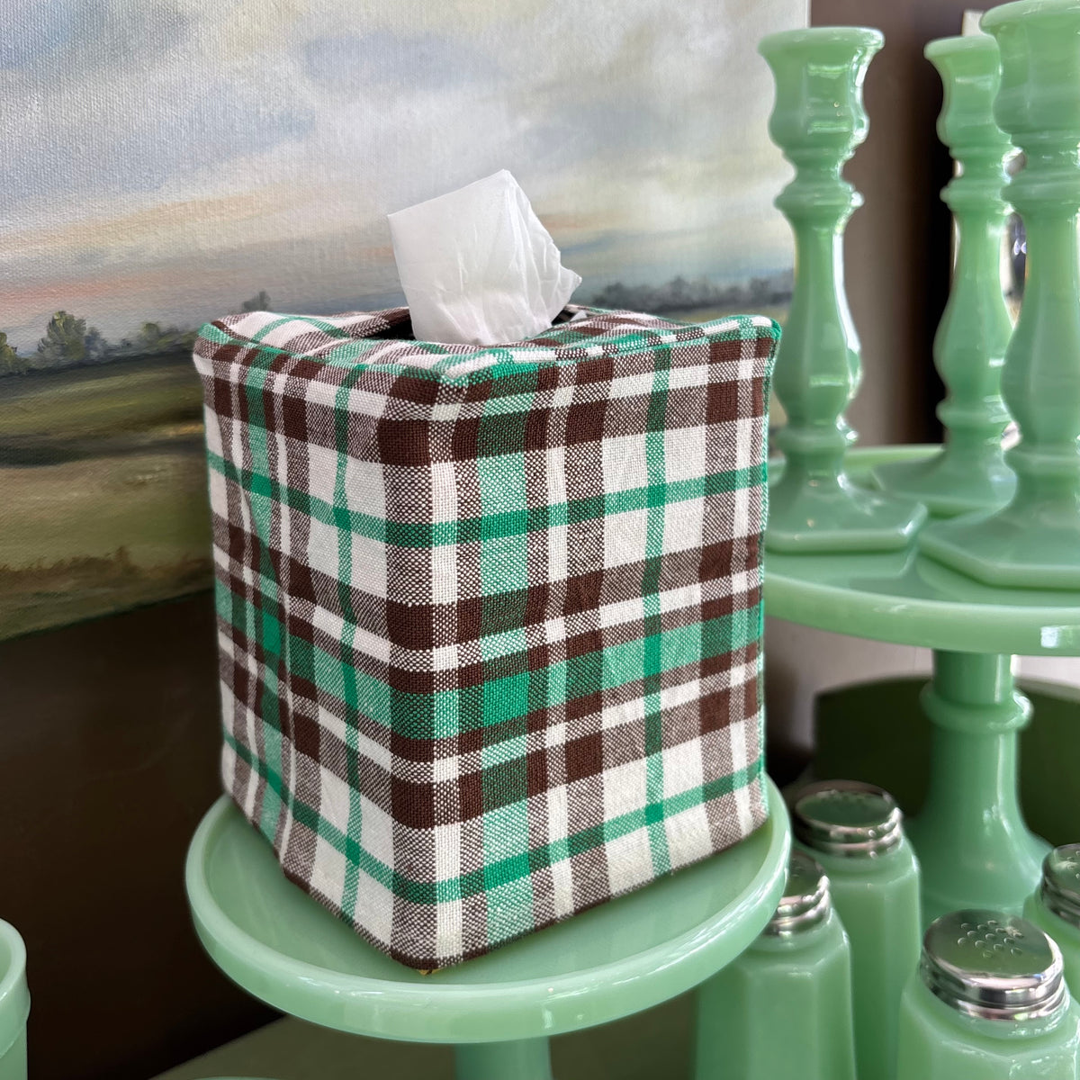 Peppermint Plaid Tissue Box Cover