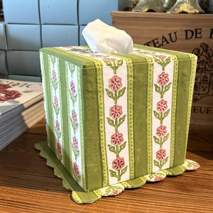 Cottage Garden Green Tissue Box Cover