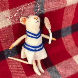 Tennis Girl Mouse in White & Blue