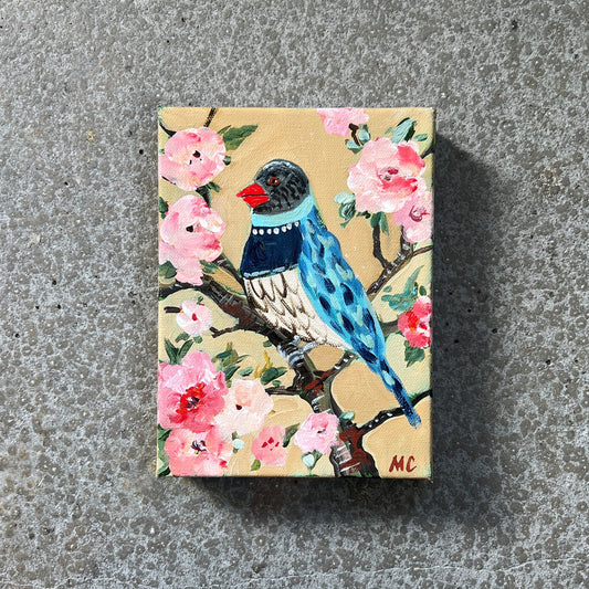 Bluebird with Pink Flowers by Mindy Carpenter