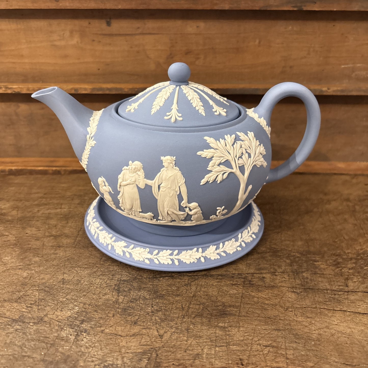 Vintage Wedgwood Teapot & Base, Blue