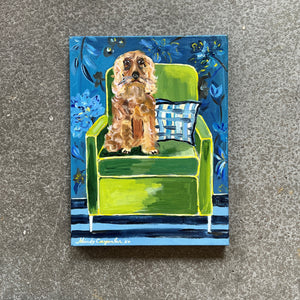 Fur Friend on Chartreuse Chair by Mindy Carpenter