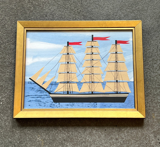 Clipper Ship with Red Flags by Denise Fiedler