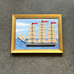 Clipper Ship with Red Flags by Denise Fiedler