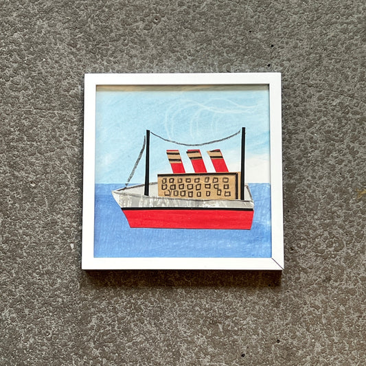 Steam Ship Red & Grey by Denise Fiedler