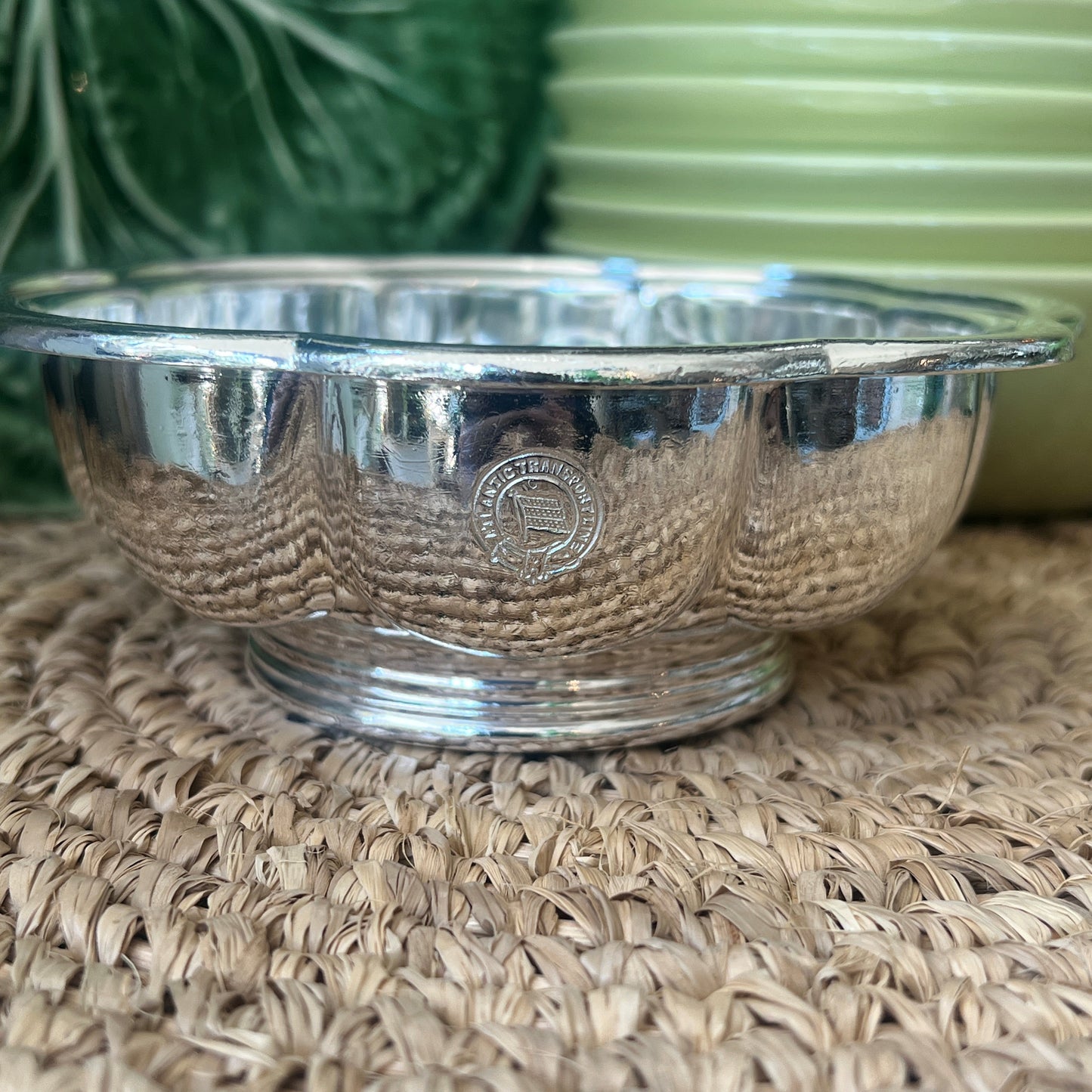 Vintage Hotel Silver Scalloped Bowl, Atlantic Transport Line