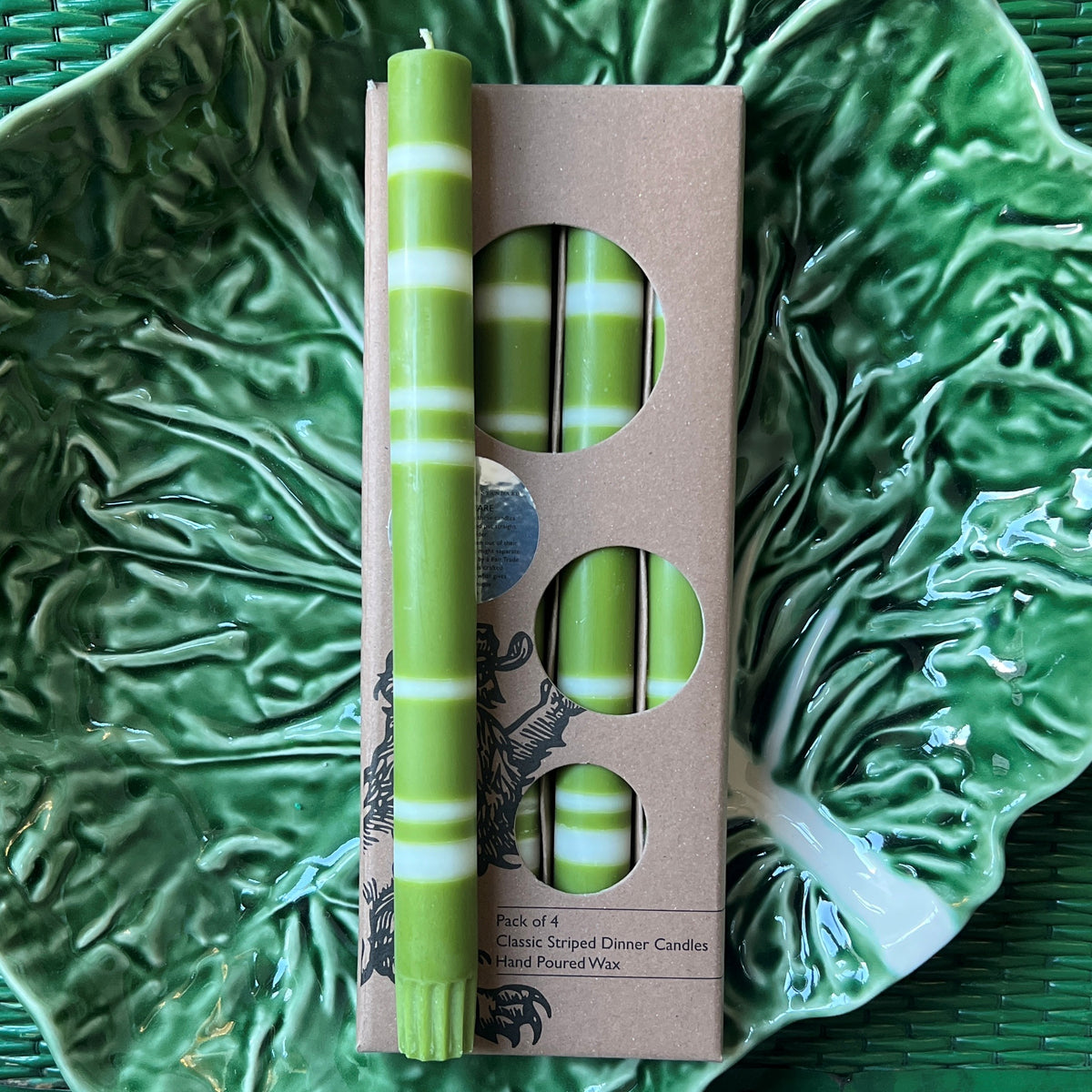 Pistachio Green & Pearl Striped Boxed Taper Set