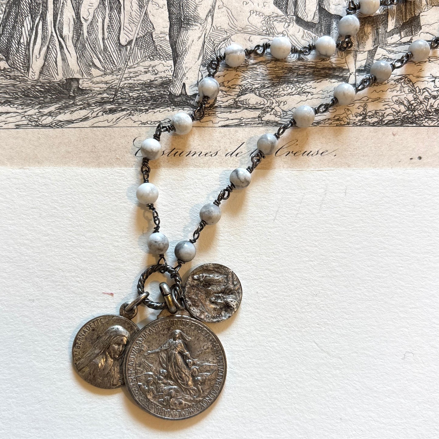 Howlite Vintage Charm Necklace