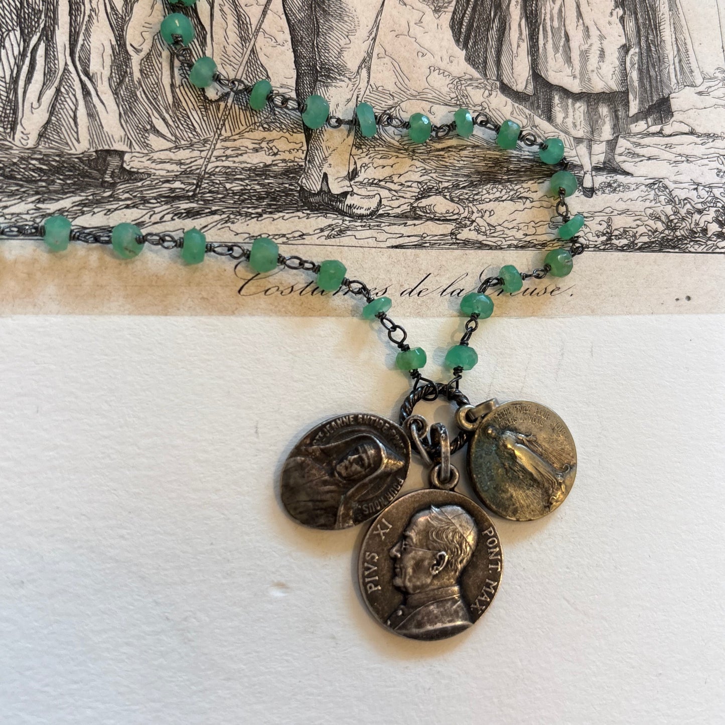 Chrysophrase Vintage Charm Necklace