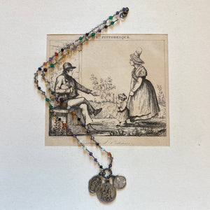 Multicolor Stone Vintage Charm Necklace