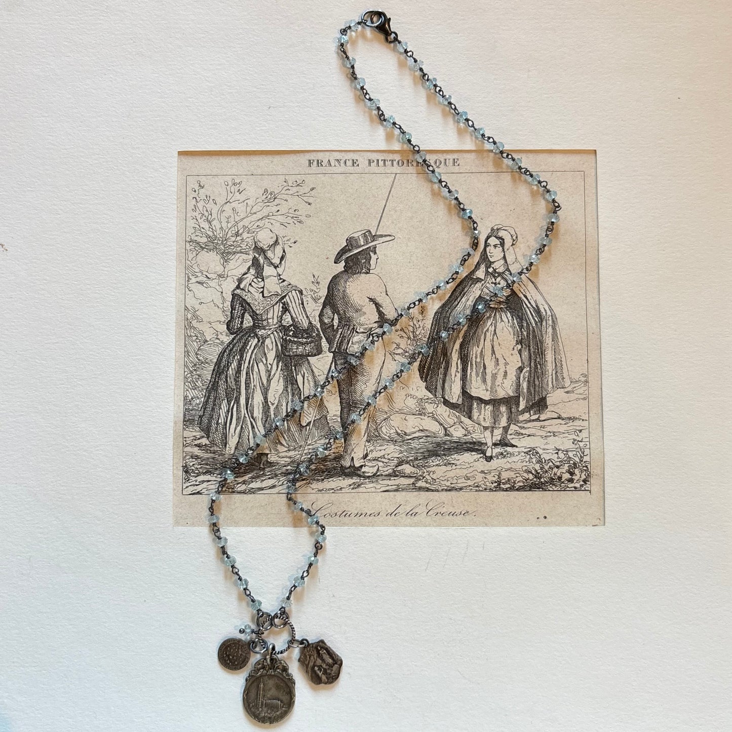 Aquamarine Vintage Charm Necklace