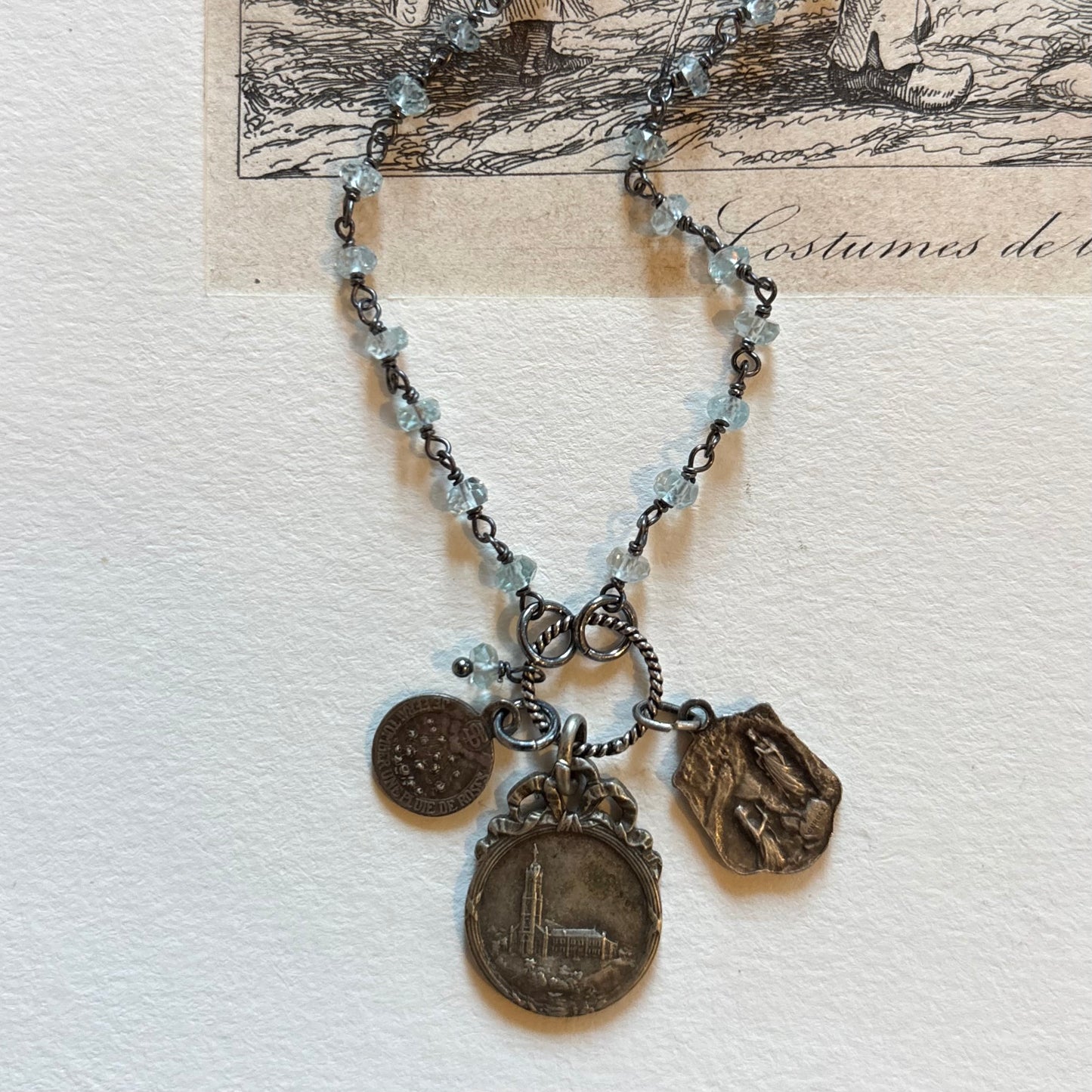 Aquamarine Vintage Charm Necklace