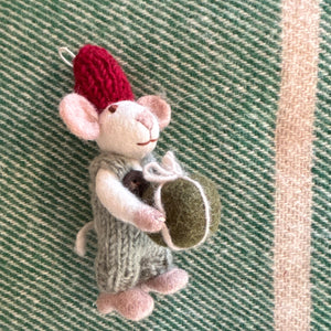 White Mouse with Light Green Pants and Gift Ornament