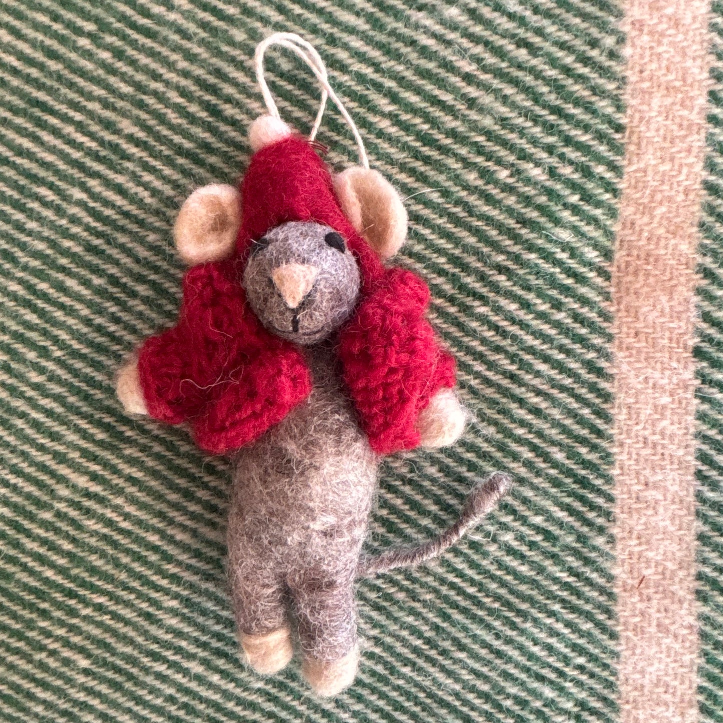 Grey Boy Mouse with Jacket Ornament