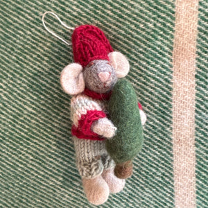 Small Grey Mouse with Tree Ornament