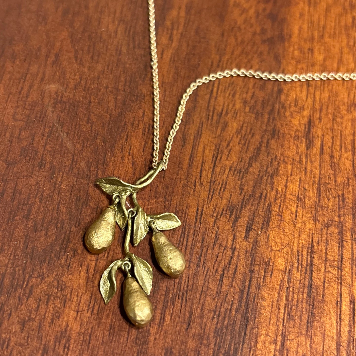 Golden Pear Pendant Necklace