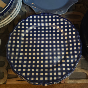 Blue Gingham Dessert Plate