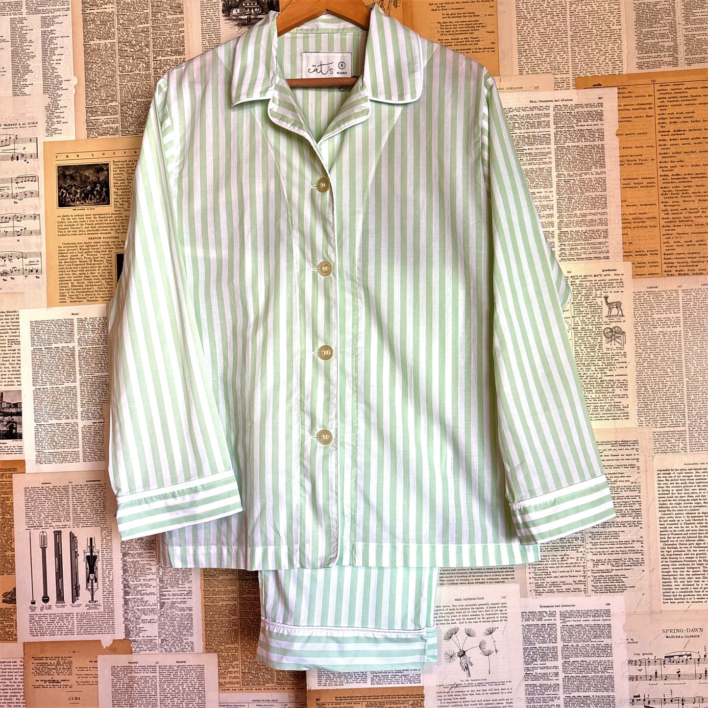 Classic Stripe Green Pajama Set, Extra Large