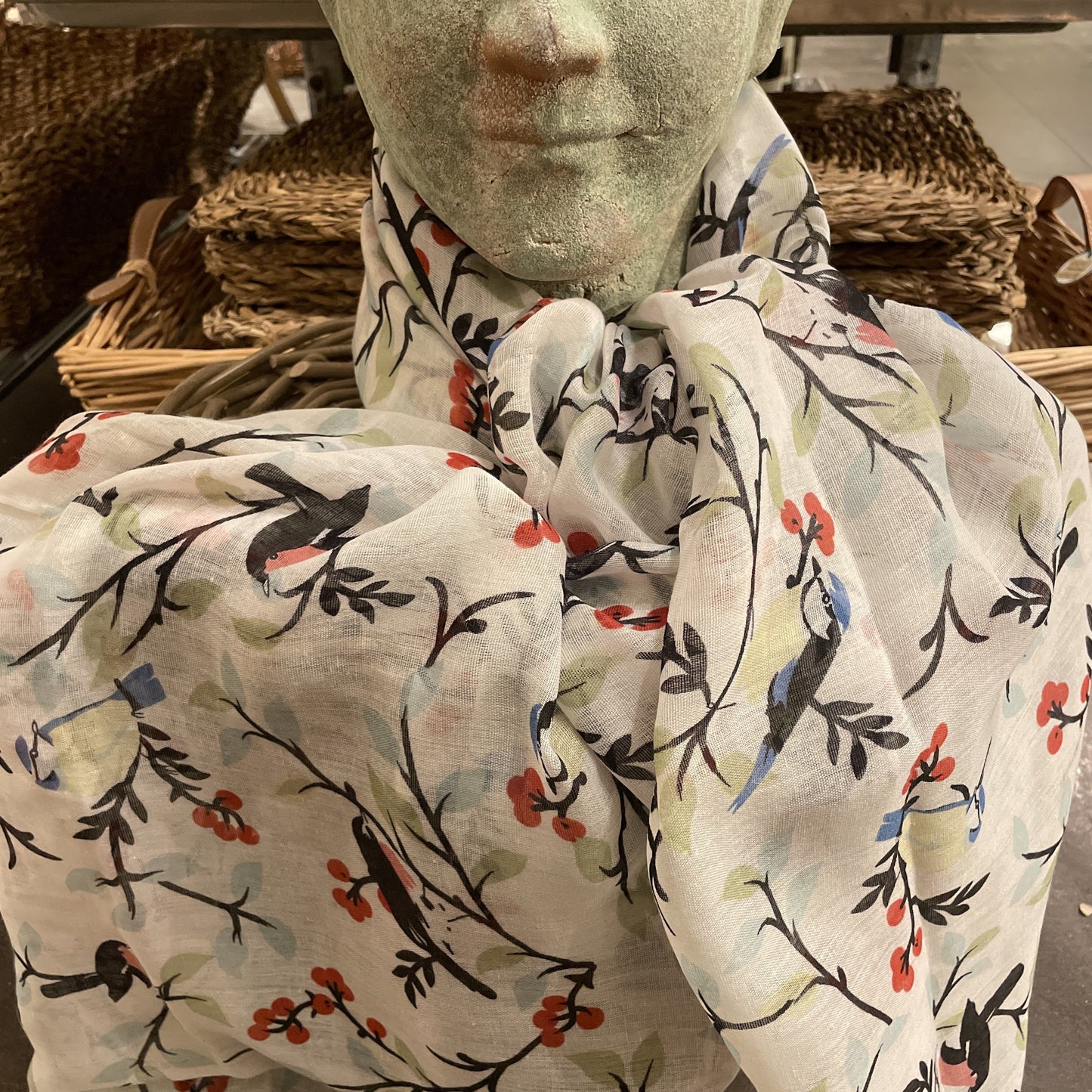 European Bird Scarf White