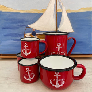 Enamel Red Anchor Wide Mug