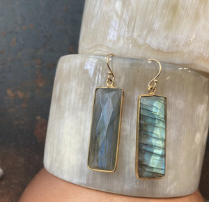 Rectangular Labradorite Drop Earrings