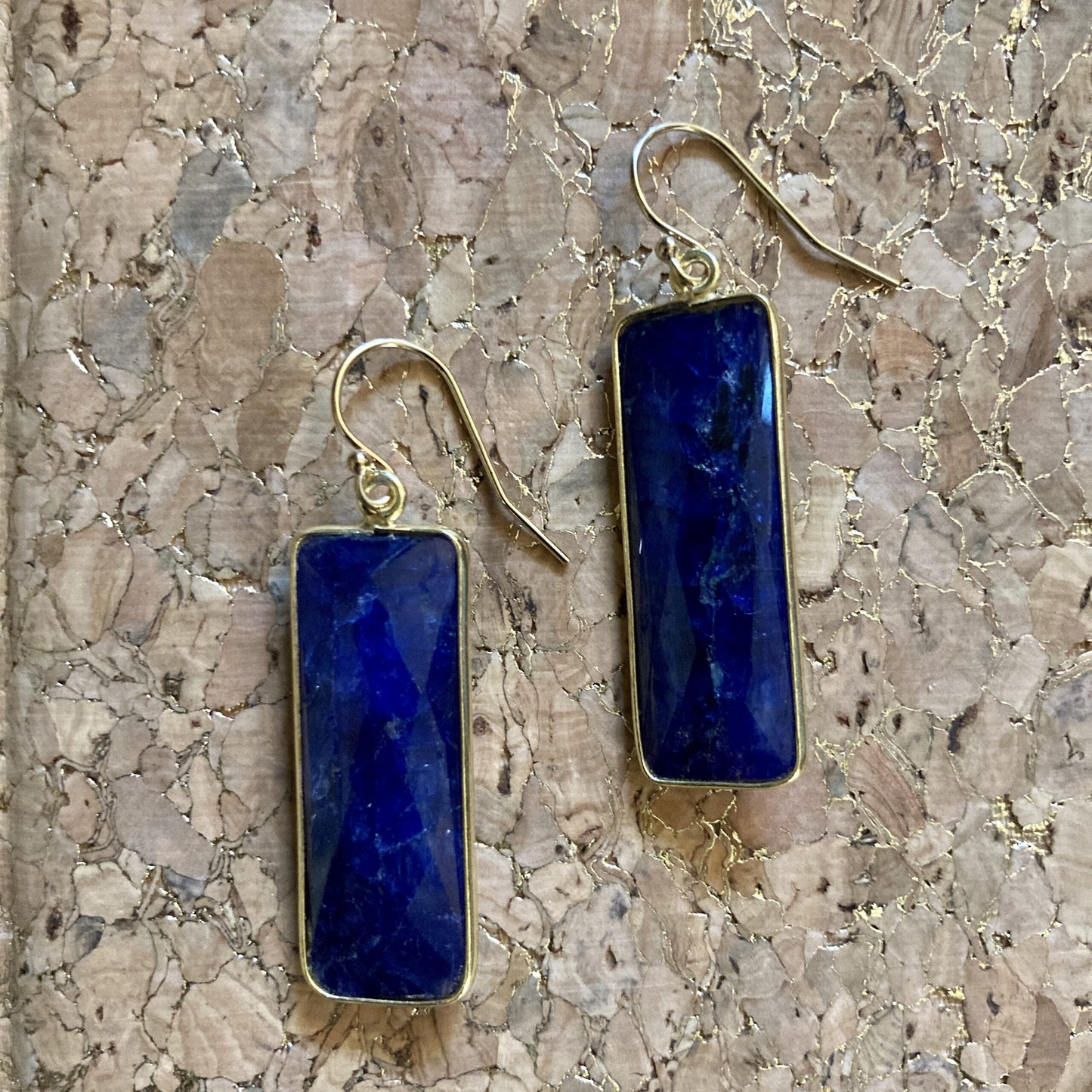 Rectangular Lapis Drop Earrings