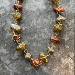 Large Faux Stone Metallic Necklace