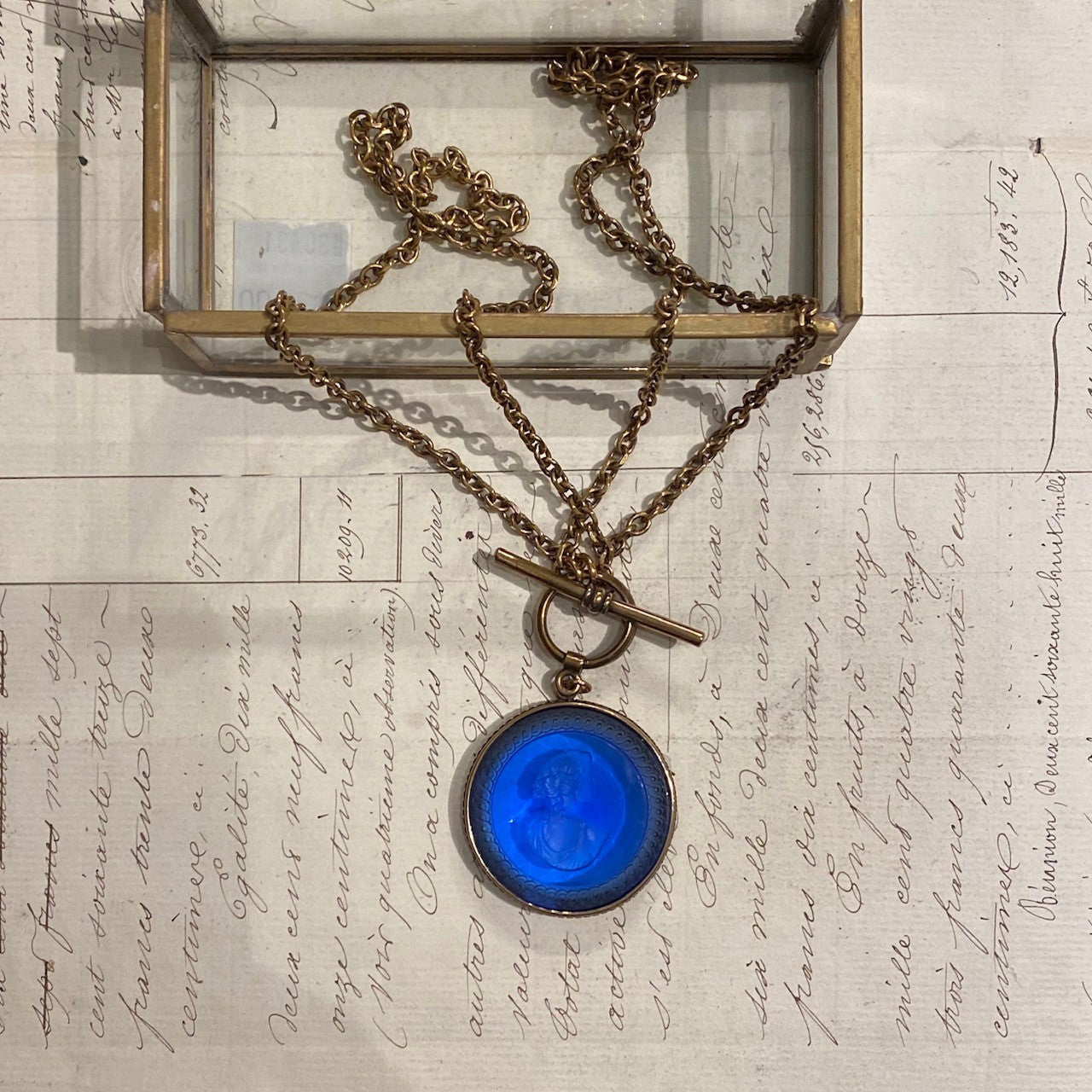Blue Intaglio Convertible Necklace