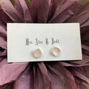 Silver Post Earring in Rose Quartz