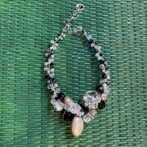 Large Pearl and Black Collar Necklace