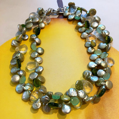 Light Green Coin Pearl Necklace