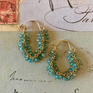 Aqua Apatite Fringe Hoop Earrings