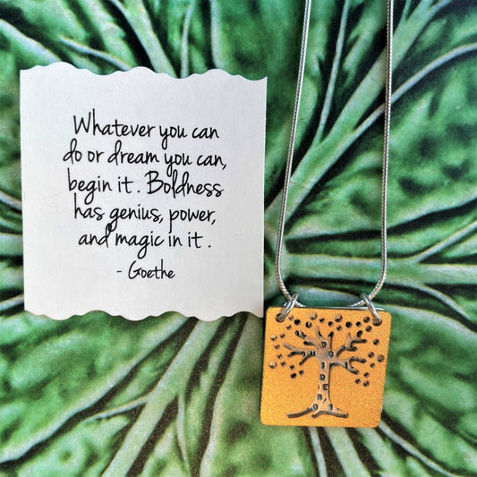 Goethe Quote Necklace with Tree