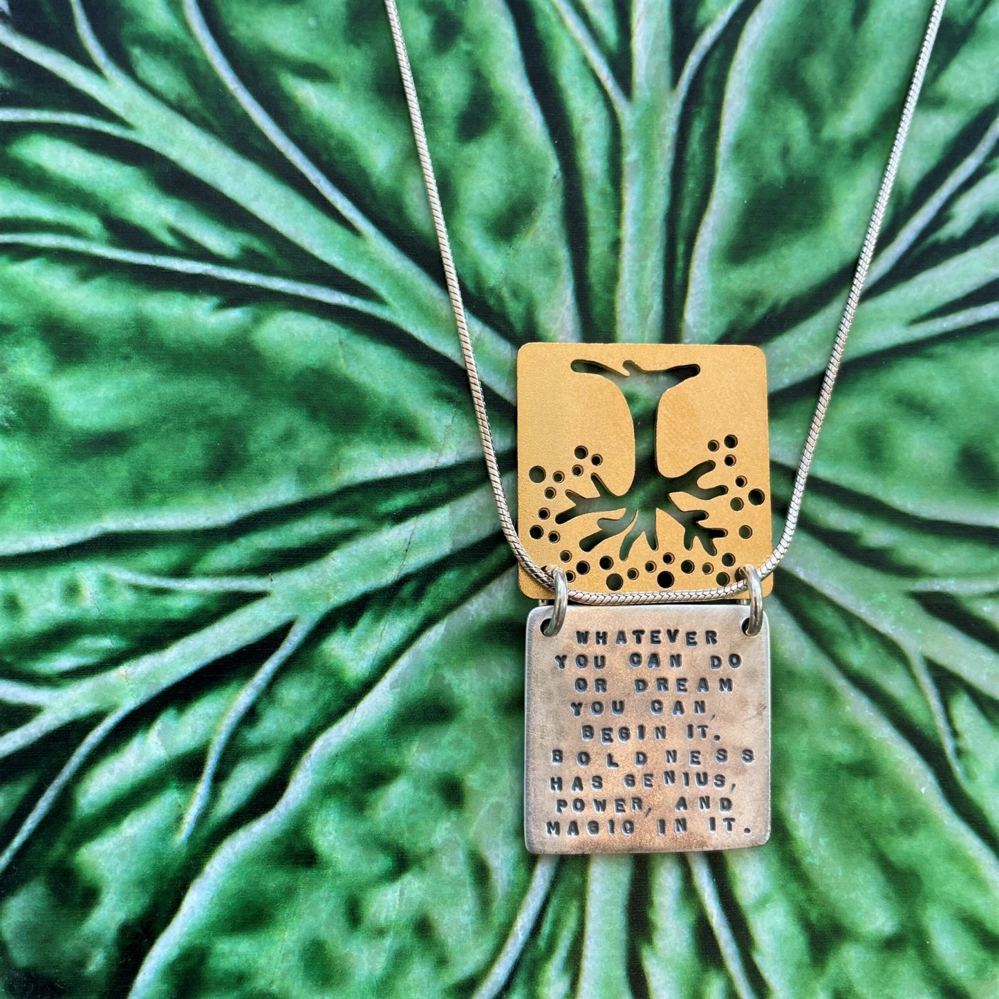 Goethe Quote Necklace with Tree