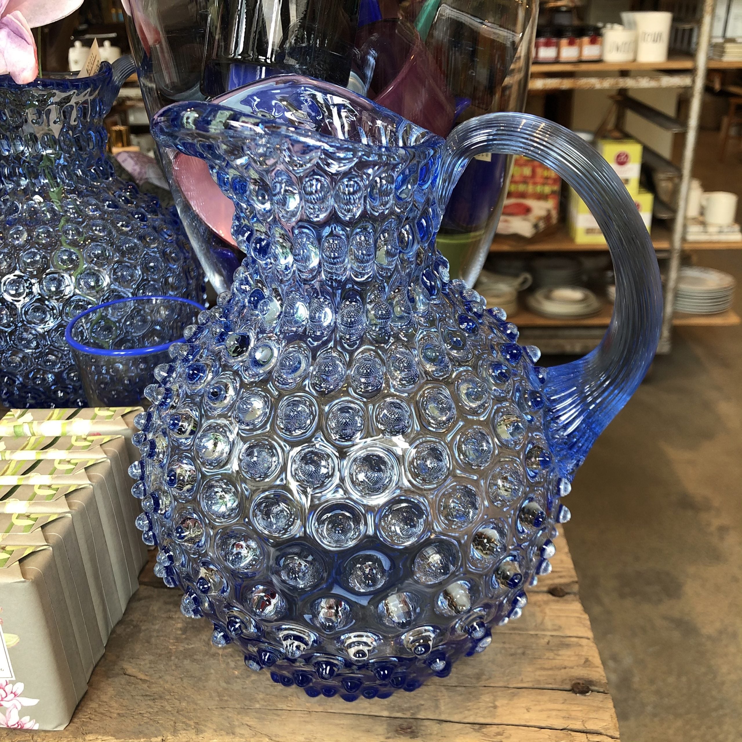 Blue Checkard Pitcher Light Blue Round Hobnail Pitcher – Watson Kennedy