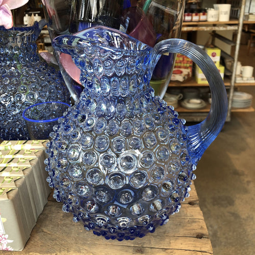 Round Light Blue Hobnail Pitcher