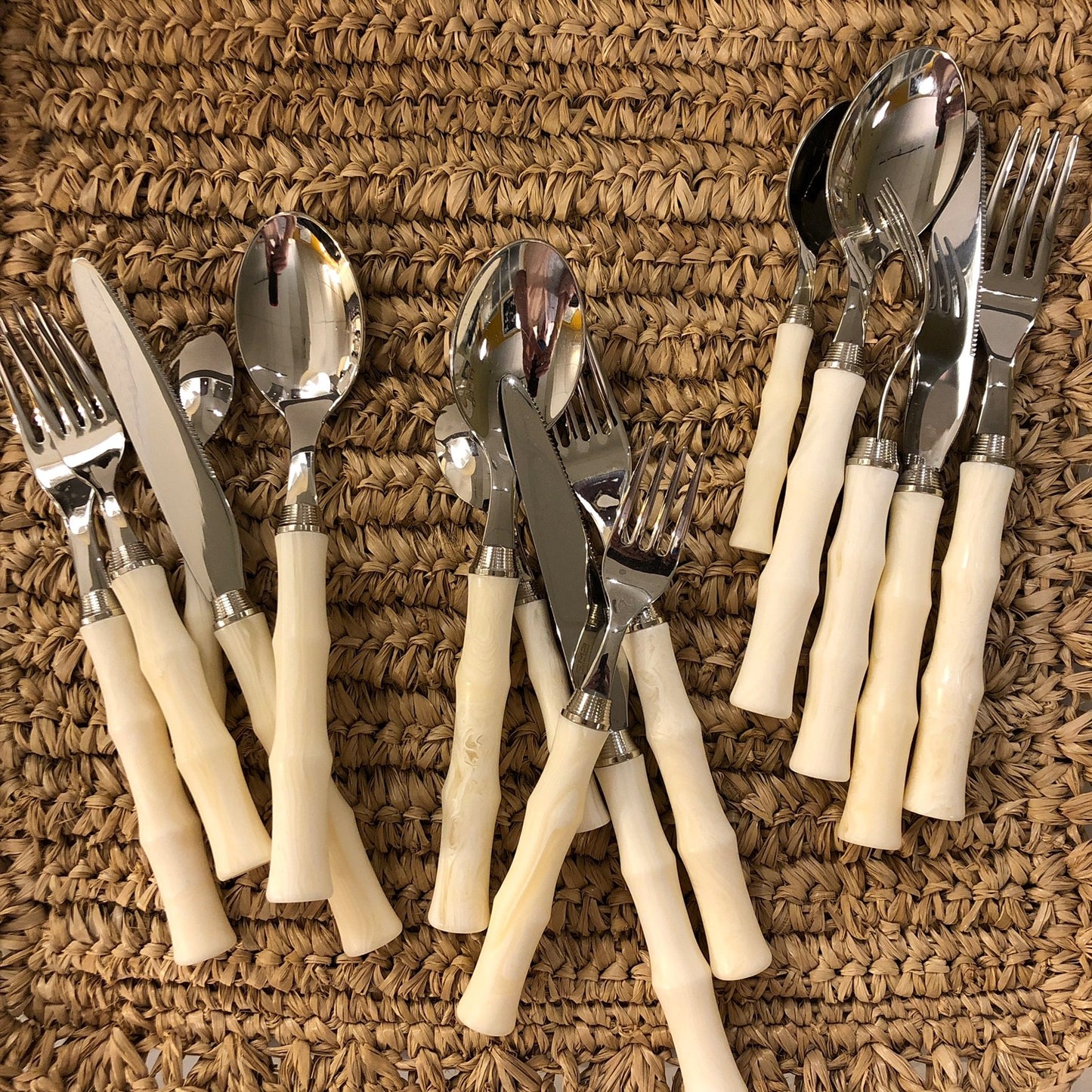 Ivory Bamboo Style Flatware Set of Five