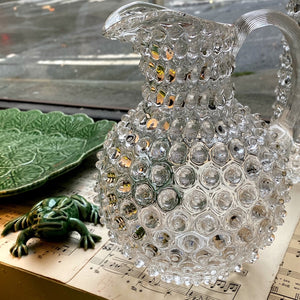 Round Clear Glass Hobnail Pitcher