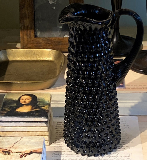 Tall Black Hobnail Pitcher