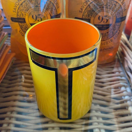 "T" Yellow Bridie Hall Brush Pot