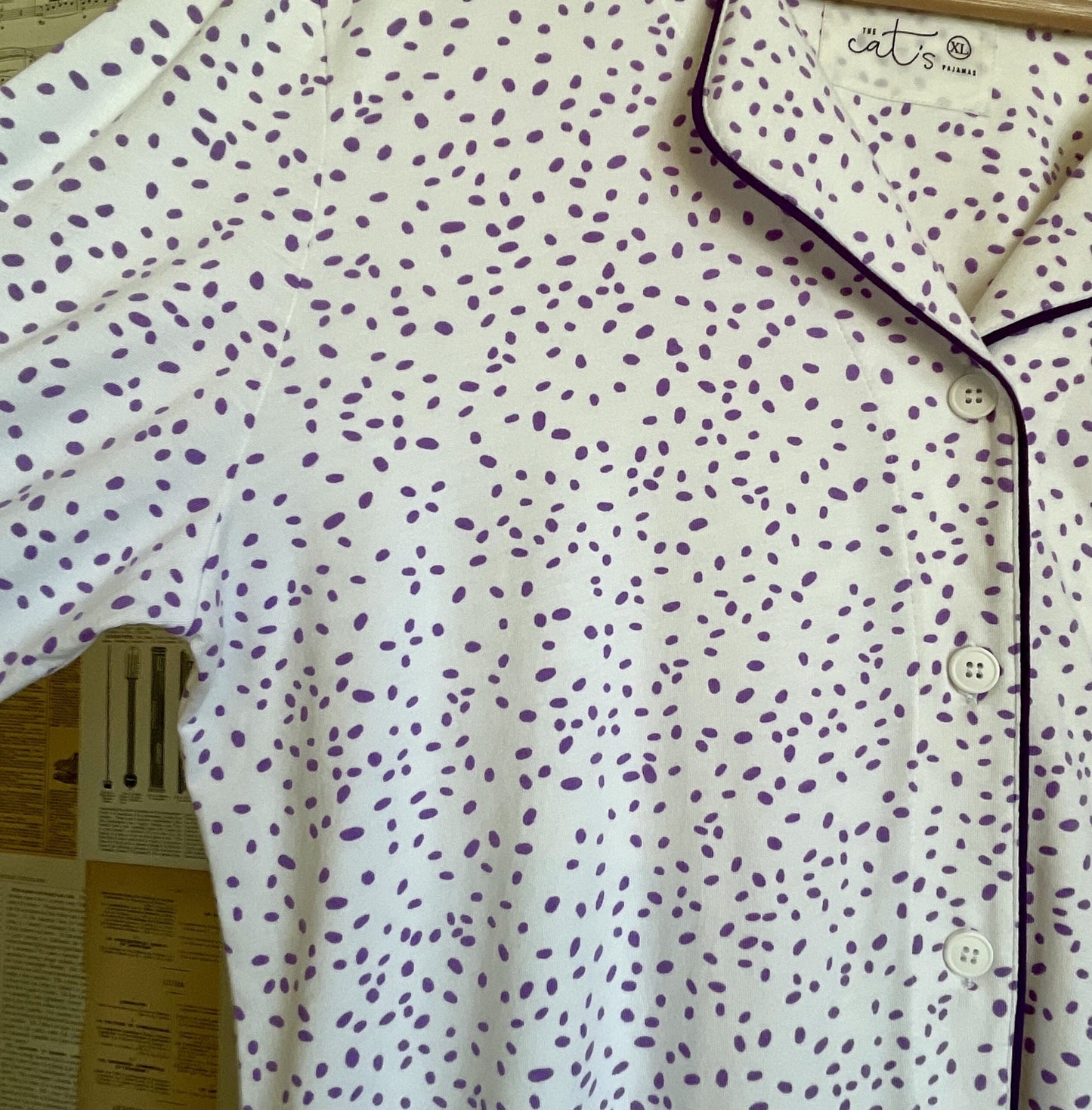 Confetti Dot Pajama Set in Violet, Extra Large