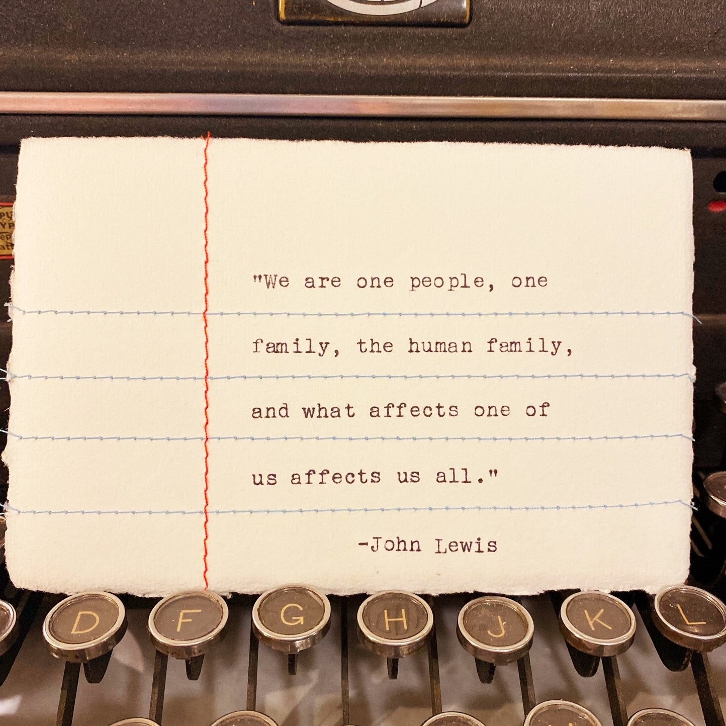 Stitched Typed Quote- John Lewis