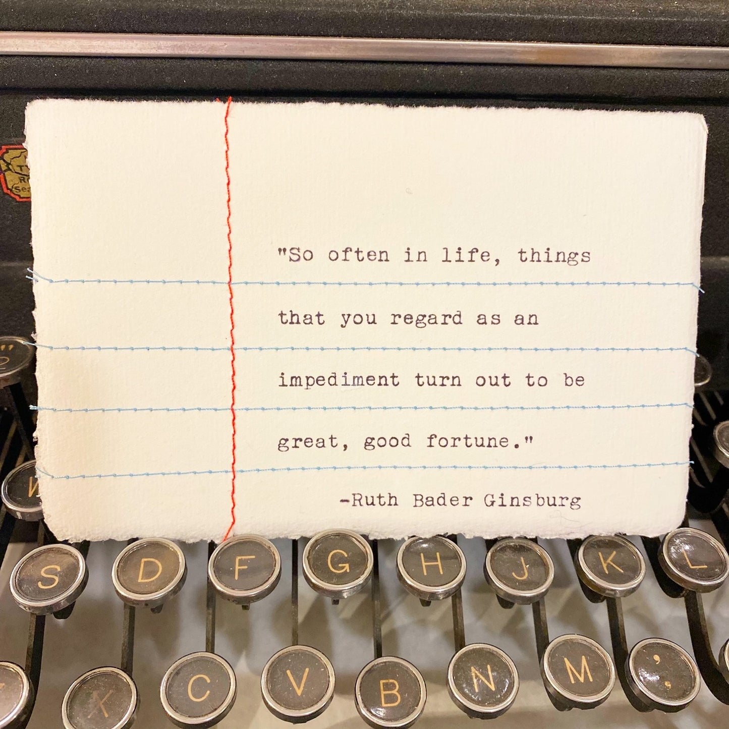 Stitched Typed Quote- T.S. Elliot