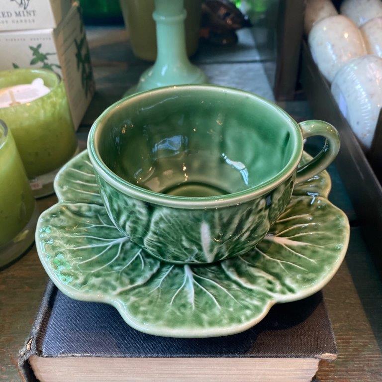 Green Cabbage Tea Cup and Saucer