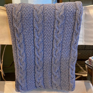 Light Blue Cable Knit Throw